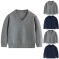 thumbnail image 1 of Lutiedan Boys Girls Sweater V Neck School Uniform Knit Sweater Long Sleeve Solid Color Casual Pullover Tops Size 2-8,Navy, 1 of 6