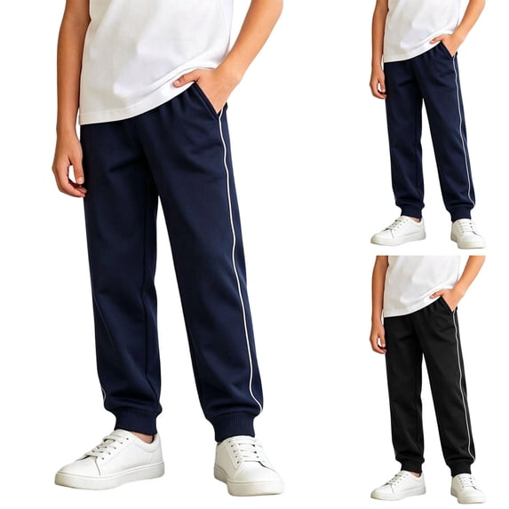 Lutiedan Boys Jogger Pants Elastic Waist Baggy School Uniform Trousers Fall Casual Pull On Workout Pants Size 4-16