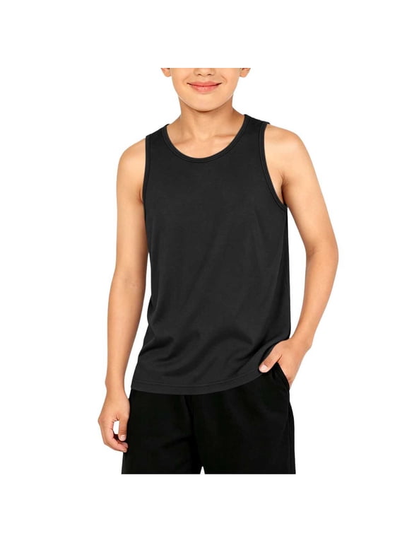 Boys Workout Tank Tops Crew Neck Athletic Running Undershirts Summer Casual Soft Sleeveless Gym Tops 1-11 Years