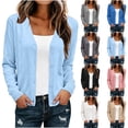 thumbnail image 1 of Lutiedan Cardigan Sweaters for Women Long Sleeve Button Down Cardigan Casual V Neck Fall Cardigan Tops,Light Blue, 1 of 7