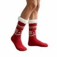 thumbnail image 1 of Lutiedan Christmas Fleece Socks for Men and Women, Fuzzy Non Slip Knit Slipper Socks, Winter Thick Warm Mid Calf Socks,Red2, 1 of 8