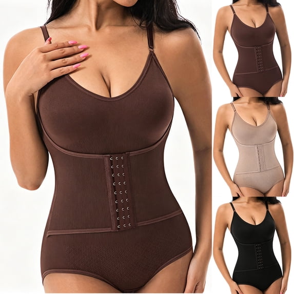 Lutiedan Fajas Colombianas Shapewear for Women Tummy Control Bodysuit Postpartum Full Butt Lifter Body Shaper,Coffee,M