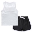 thumbnail image 1 of Lutiedan Girls 2 Piece Outfits Cotton Crewneck Sleeveless Workout Tank Top and Drawstring Shorts Set with Pockets Kids Athletic Clothes 1-12 Years, 1 of 7