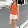 thumbnail image 1 of Lutiedan Girls 2 Piece Outfits Sleeveless Button Down Vest and Dressy Shorts Set Kids Stylish Clothing Set Summr Casual Clothes 8-12 Years, 1 of 9