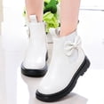 thumbnail image 1 of Lutiedan Girls Ankle Boots with Side Zipper Comfort Slip-Resistant Shoes Bow Decor Princess Boots for Toddler Little Big Kids,White,33, 1 of 7