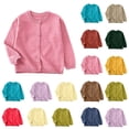 thumbnail image 1 of Lutiedan Girls' Cardigan Long Sleeve Button Knit Sweater Casual Cute Crew Neck Uniforms Cardigan Coats Size 2-10,Yellow, 1 of 7