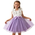 thumbnail image 1 of Lutiedan Girls Dresses Summer Sleeveless Lace Mesh Tutu Romper Dress Layer Birthday Party Princess Tulle Dress with Bowknot, 1 of 9
