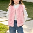 thumbnail image 1 of Lutiedan Girls Faux Furs Vest Kids Sleeveless Button Down Fluffy Coat Fleece Warm Layering Winter Waistcoat 18M-13Y,Pink, 1 of 7
