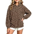 thumbnail image 1 of Lutiedan Girls Leopard Print Hoodie Oversized Fleece Fall Winter Hooded Sweatshirts Long Sleeve Casual Pullover Top Size 3-13,Coffee, 1 of 5