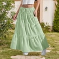 thumbnail image 1 of Lutiedan Girls Maxi Skirts High Waisted Ruffled Drawstring Tiered Long Skirt Summer Casual Boho Flowy Flare Hem Holiday Fancy Swing Skirt 4-15 Years, 1 of 9