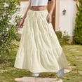 thumbnail image 1 of Lutiedan Girls Maxi Skirts High Waisted Ruffled Drawstring Tiered Long Skirt Summer Casual Boho Flowy Flare Hem Holiday Fancy Swing Skirt 4-15 Years, 1 of 9