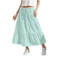 thumbnail image 1 of Lutiedan Girls' Maxi Skirts Tiered Elastic Waist Drawstring Flowy Skirts Ruffle Pleated Casual Summer Long Skirts Size 3-15, 1 of 7