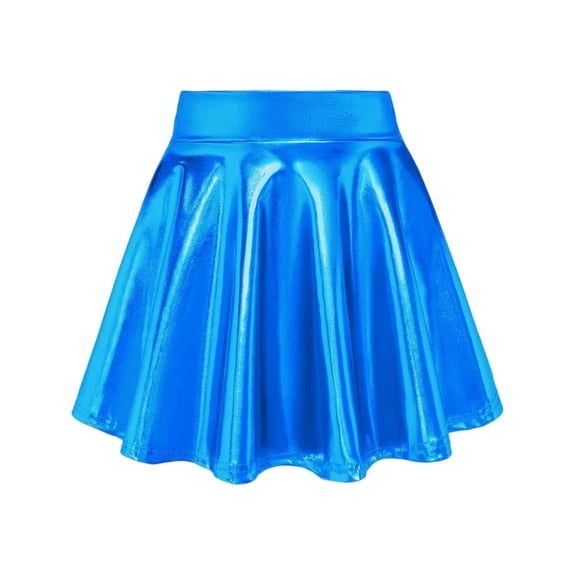 Lutiedan Girls Metallic Skater Skirts Shiny Flared Holographic Skort with Built-in Shorts Sparkly Party Pleated Skirt Size 4-14