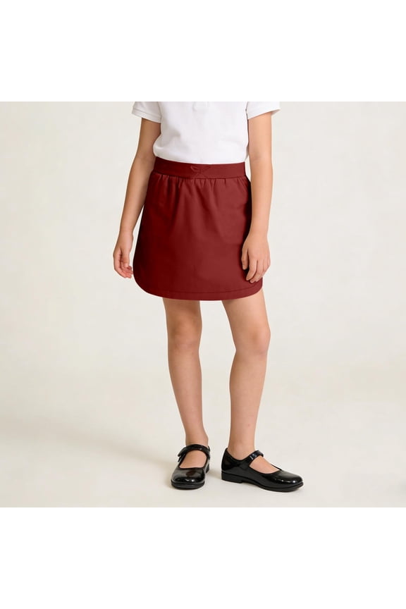 Girls School Uniform Skirt Elastic High Waist Wrinkle Resistant Pull-on Scooter Skirt Workout Golf Running Skirts with Pocket 5-15 Years