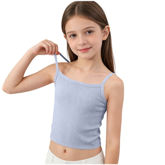 Lutiedan Girls' Tank Tops Sleeveless Spaghetti Strap Undershirts Square Neck Basic Summer Dance Camisole Tank Tops 7-13 Years