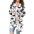 thumbnail image 1 of Lutiedan Halloween Cardigan for Women Pumpkin Cat Scary Graphic Cardigan Long Sleeve Open Front Knitted Sweater Coat,Gray, 1 of 7