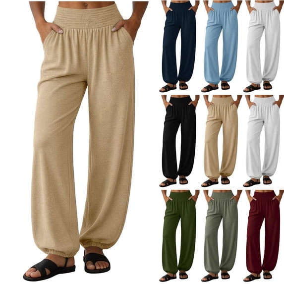 Lutiedan Joggers Pants for Women Wide Leg Baggy Athletic Pants High Waisted Casual Trendy Workout Pants with Pocket S-XXL
