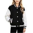 thumbnail image 1 of Lutiedan Kids Varsity Baseball Bomber Jacket Boys Girls Long Sleeve Button down Jackets Unisex School Uniform Jackets Size 1-15, 1 of 7