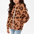 thumbnail image 1 of Lutiedan Leopard Zip up Hoodie for Girls Oversized Fleece Lined Warm Outerwear Lightweight Fall Winter Sweatshirt Size 4-12,Brown, 1 of 6