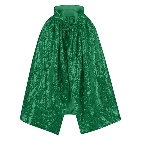 Lutiedan Medieval Renaissance Cloak with Hood Unisex Adult Sequin Cape Halloween Party Costume Short Cape for Women Men