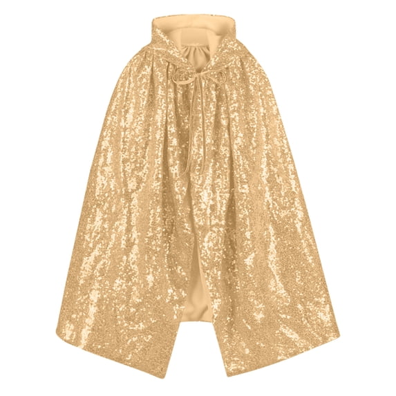 Lutiedan Medieval Renaissance Cloak with Hood Unisex Adult Sequin Cape Halloween Party Costume Short Cape for Women Men