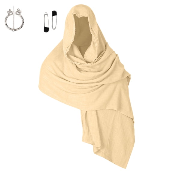 Lutiedan Medieval Shawl Scarf Cape for Men Women Renaissance Multifunctional Hooded Cowl Halloween Cape Accessories
