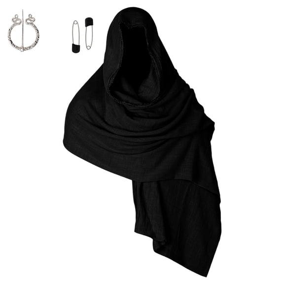 Lutiedan Medieval Shawl Scarf Cape for Men Women Renaissance Multifunctional Hooded Cowl Halloween Cape Accessories