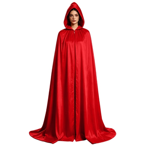Lutiedan Medieval Velvet Cloak with Hood for Men and Women Halloween Witch Vampire Cape Cloak Renaissance Full Length Robe