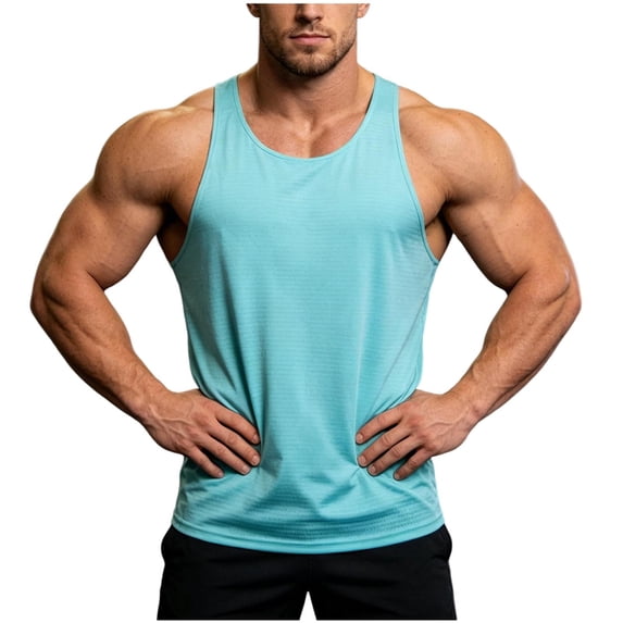 Lutiedan Men's Workout Tank Tops Sleeveless Athletic Running Gym Undershirt Casual Summer Beach Swim Muscle Shirts