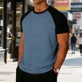 thumbnail image 1 of Lutiedan Mens Casual T Shirts Raglan Short Sleeve Crewneck Baseball Tees Color Block Workout Summer Stylish Lightweight Tops, 1 of 5
