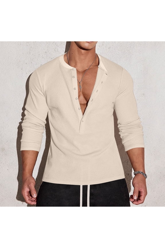 Mens Muscle Henley Shirts Stretch Slim Fit Textured Knit Workout Tops Short Sleeve Button Down Casual Stylish Clothes
