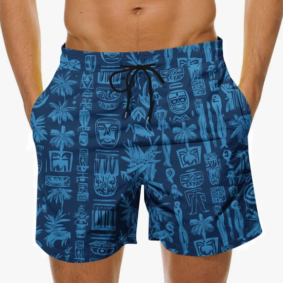 Lutiedan Mens Swim Trunks Plus Size Lightweight Quick Dry Board Shorts Summer Surf Hawaiian Bathing Suit Beach Shorts with Pockets and Drawstring