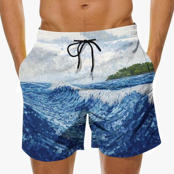 Lutiedan Mens Swim Trunks Plus Size Lightweight Quick Dry Board Shorts Summer Surf Hawaiian Bathing Suit Beach Shorts with Pockets and Drawstring