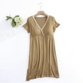 thumbnail image 1 of Lutiedan Nursing Nightgown Delivery and Labor Gown for Hospital Short Sleeve Ruffle V Neck Soft Maternity Breastfeeding Dress, 1 of 3