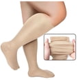 thumbnail image 1 of Lutiedan Plus Size Knee High Socks for Women, Seamless High Stretch Socks, Wide Calf Circumference 40-65cm Socks XXL-7XL,Beige, 1 of 6