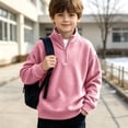 thumbnail image 1 of Lutiedan Quarter Zip Sweatshirts for Boys Waffle Knit Baggy Pullover Tops Long Sleeve Mock Neck Fall Sweatshirts Size 3-14,Pink, 1 of 8