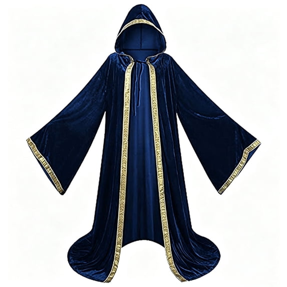 Lutiedan Renaissance Velvet Cloak for Women and Men Medieval Full-Length Cape Adult Halloween Witch Wizard Cloak S-3XL
