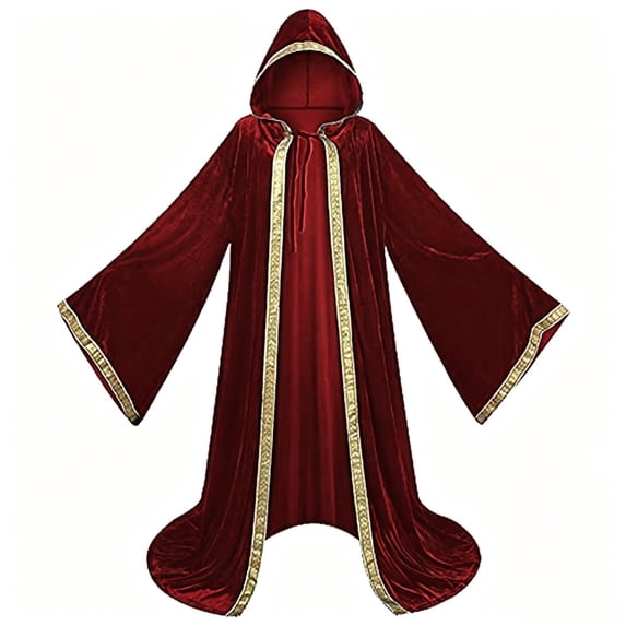Lutiedan Renaissance Velvet Cloak for Women and Men Medieval Full-Length Cape Adult Halloween Witch Wizard Cloak S-3XL