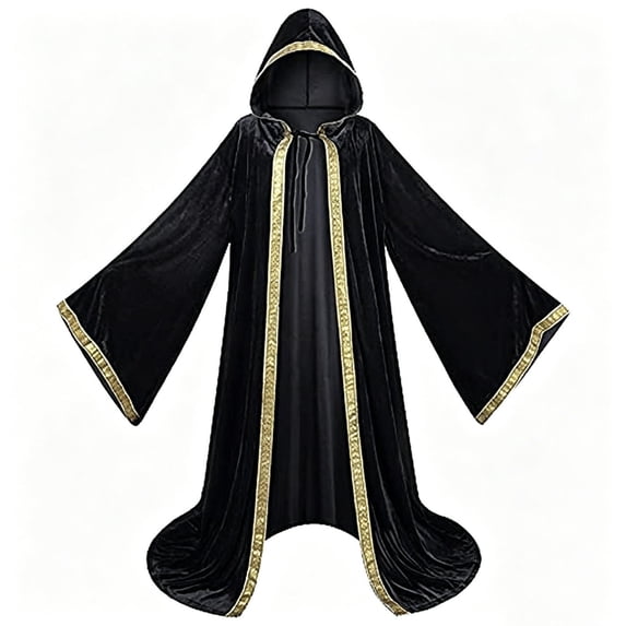 Lutiedan Renaissance Velvet Cloak for Women and Men Medieval Full-Length Cape Adult Halloween Witch Wizard Cloak S-3XL