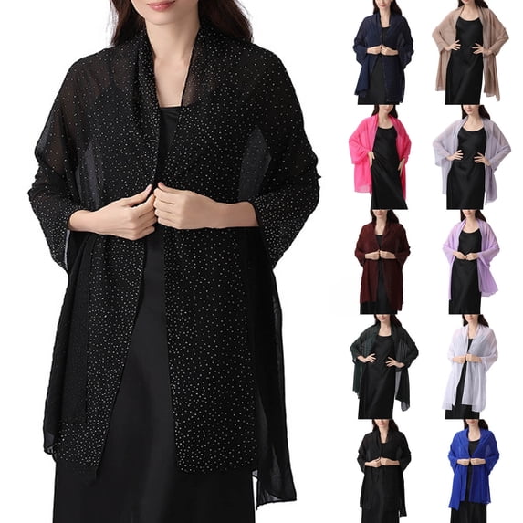 Lutiedan Shawl Wraps for Women, Chiffon Rhinestones Sparkly Shawls, Formal Party Wedding Guest Dress Shawl Wrap,Army Green