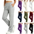 thumbnail image 1 of Lutiedan Straight Leg Sweatpants for Women Elastic Waist Fleece Jogger Pants Casual Baggy Workout Pants with Pockets S-XXL, 1 of 8
