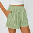 thumbnail image 1 of Lutiedan Stripe Shorts for Women Summer Beach Comfy Elastic High Waisted Front Button Casual Shorts Lightweight Loose Fit Pants with Pockets, 1 of 7