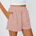 thumbnail image 1 of Lutiedan Stripe Shorts for Women Summer Beach Comfy Elastic High Waisted Front Button Casual Shorts Lightweight Loose Fit Pants with Pockets, 1 of 7