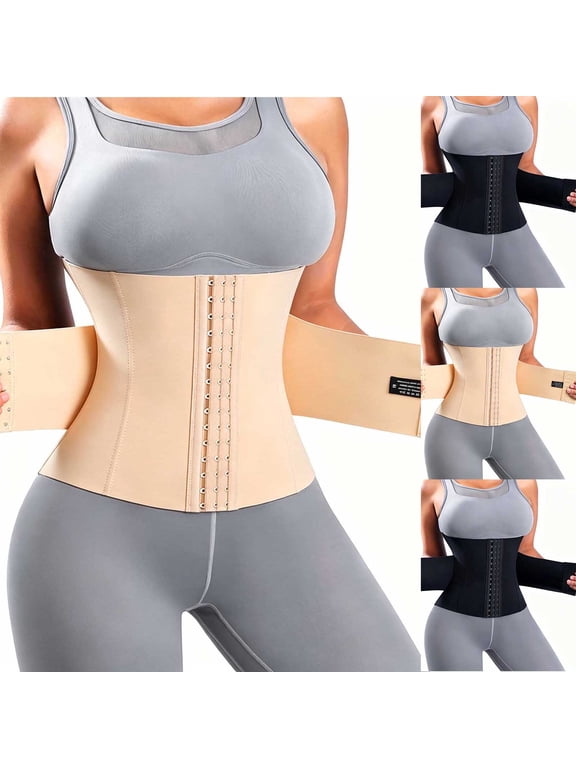 Waist Cincher Shaperwear for Women Tummy Control Full Body Shapewear Double Belt Wrap Corset Trainer Shaper,White,XS