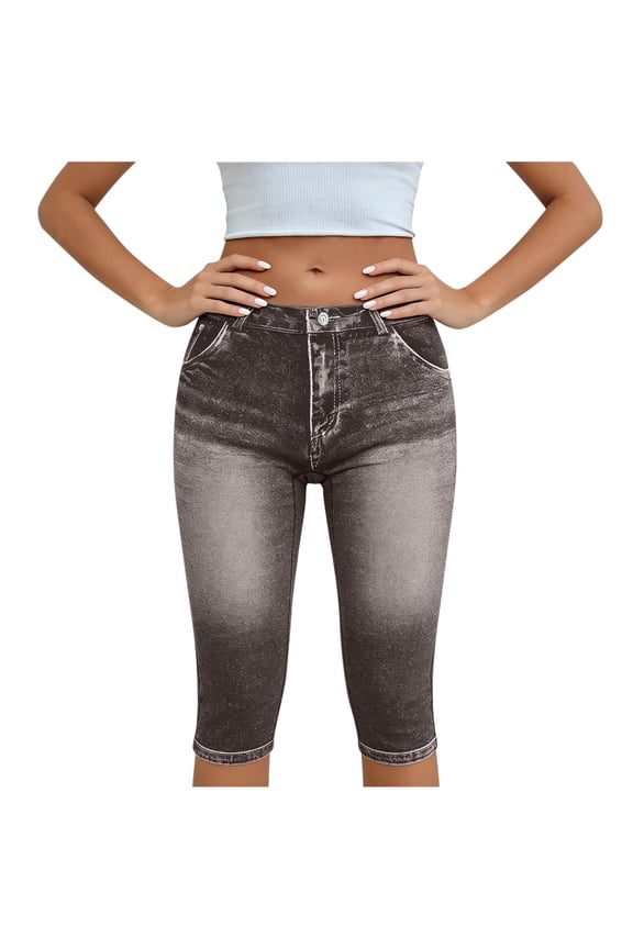 Women's Capri Pants High Waisted Pull On Stretchy Athletic Yoga Cropped Leggings Casual Summer Breathable Capris with Pockets