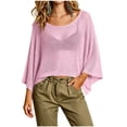 thumbnail image 1 of Lutiedan Womens Crochet Cover Ups Batwing Sleeve Sweater Crop Tops Lightweight Summer Boho Knit Sheer Poncho Top, 1 of 3