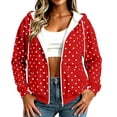 thumbnail image 1 of Lutiedan Womens Oversized Zip Up Polka Dot Hoodies Long Sleeve Hooded Sweatshirts Casual Fleece Lined Sweatshirts S-XXL, 1 of 8