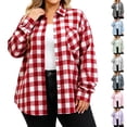 thumbnail image 1 of Lutiedan Womens Plus Size Plaid Shirts Long Sleeve Button Down Oversized Shirts Casual Fall Trendy Collared Shirts L-5XL,Green, 1 of 5