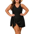 thumbnail image 1 of Lutiedan Womens Plus Size Swim Dress One Piece Push Up V Neck Side Tie Straps Swimsuits Classic Modest Full Coverage Bathing Suit, 1 of 8