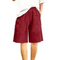thumbnail image 1 of Lutiedan Womens Shorts Loose Wide Leg Elastic High Waisted Workout Pants Cotton Linen Athletic Knee Length Running Bermuda Shorts with Pockets, 1 of 8